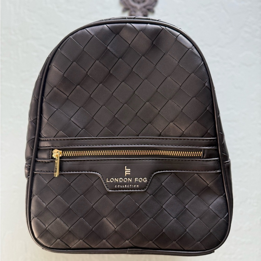 London Fog Woven Black Backpack